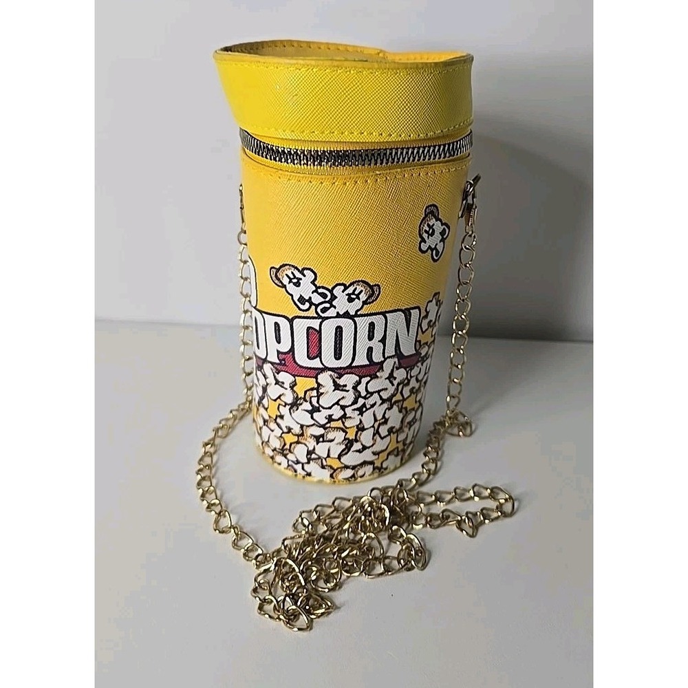 Yellow‎ popcorn bucket novelty fashion crossbody bag